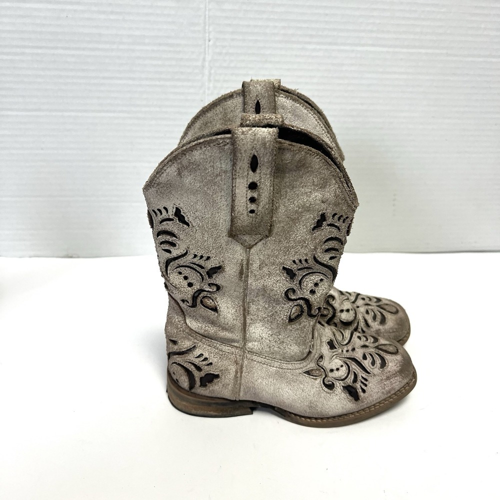 Girls Roper Belle Western Boots sz‎ 11 Cowgirl Square Toe Distreseed Leather